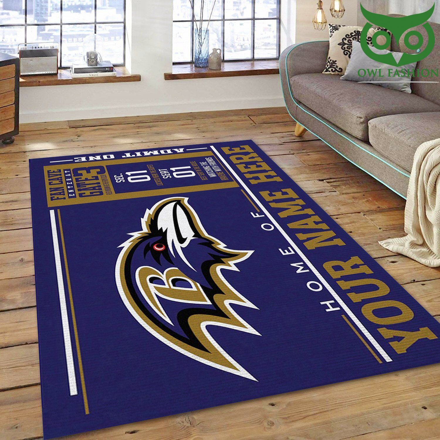 NFL Baltimore Ravens Wincraft Personalized room decorate floor carpet rug 
