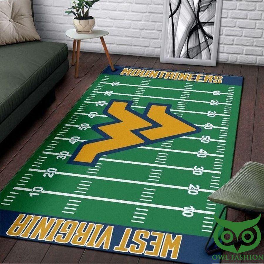 NFL Team Logo Football Fans West Virginia Mountaineers Yellow and Green Carpet Rug