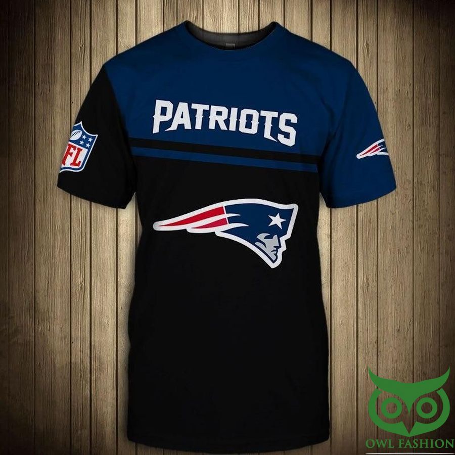 New England Patriots NFL Dark Blue and Black 3D T-shirt