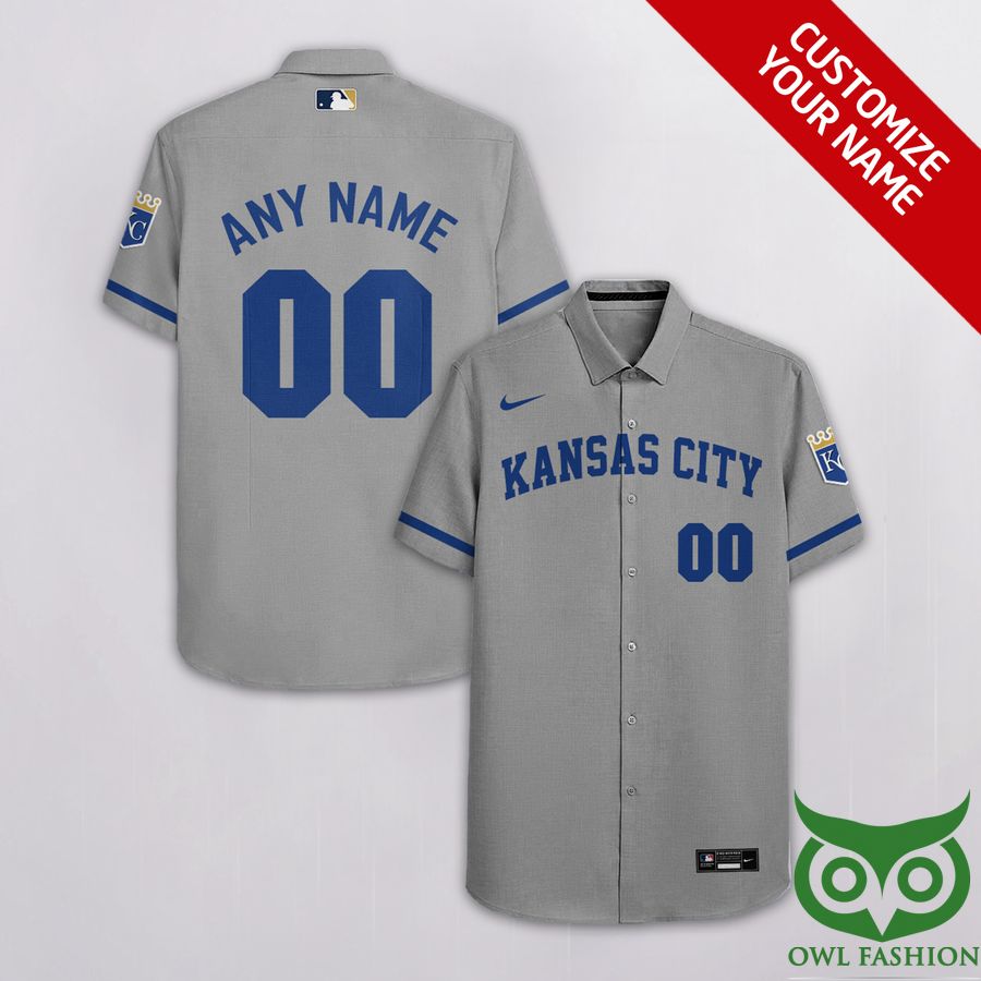 60 Custom Name Number Kansas City Royals Gray Hawaiian Shirt