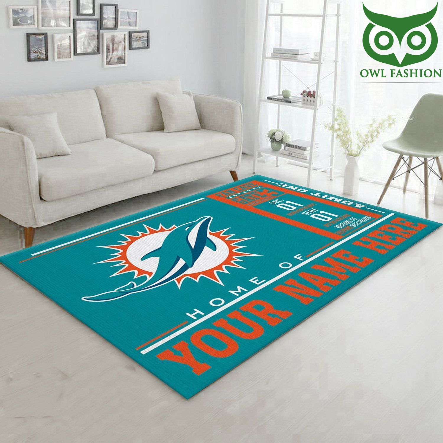 Miami Dolphins Wincraft Personalized NFL Area carpet rug Home and floor Decoration