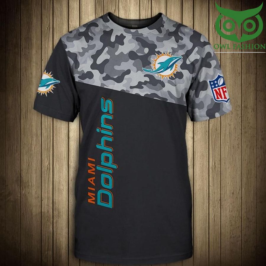 NFL Miami Dolphins camo style logo Regular Mens Short Sleeve T-Shirt