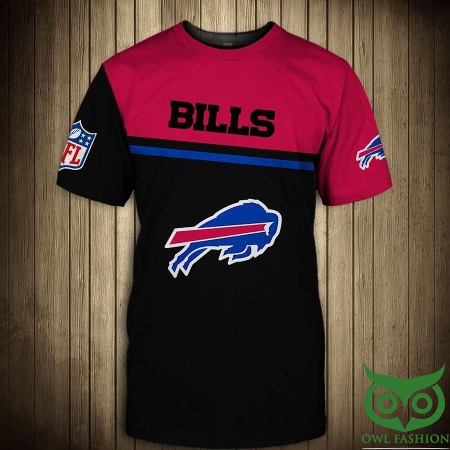 Buffalo Bills NFL Black and Red Blue 3D T-shirt