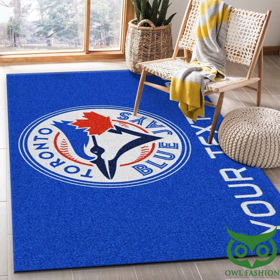 Customized Toronto Blue Jays MLB Team Logo Bright Blue Carpet Rug