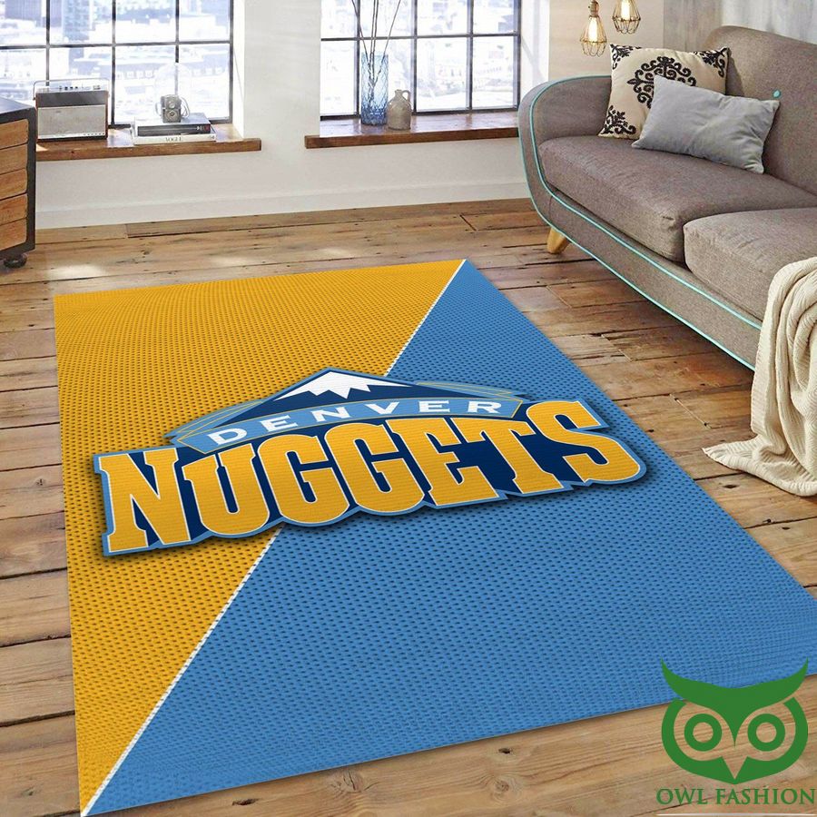 Denver Nuggets Team Logo NBA Yellow and Blue Carpet Rug