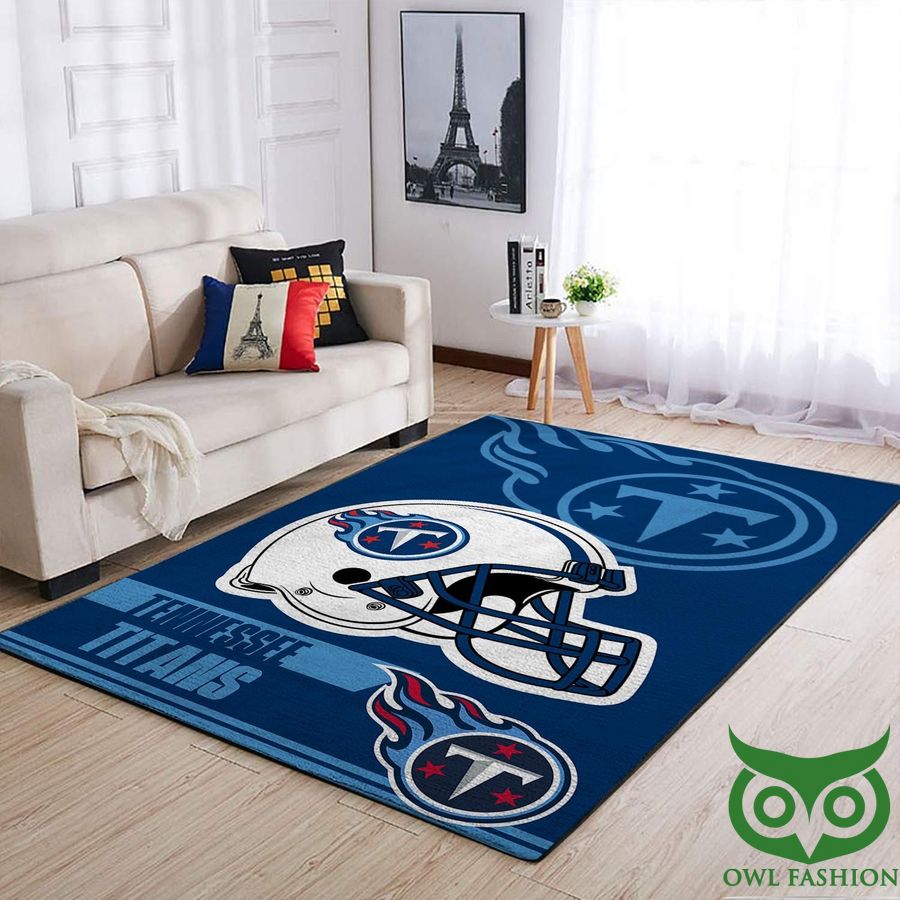 Tennessee Titans NFL Team Logo Helmet Dark and Light Blue Carpet Rug