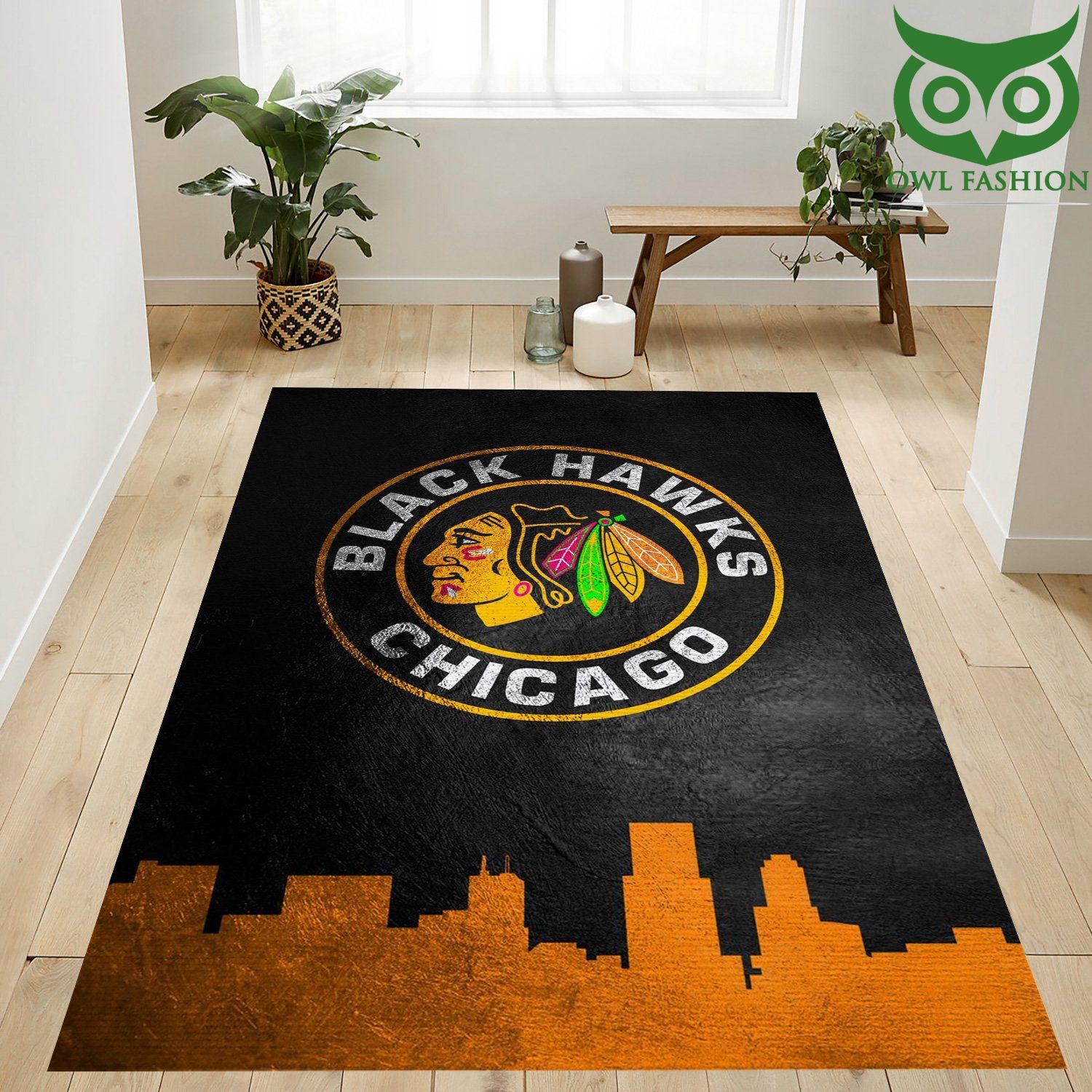 Chicago Blackhawks Skyline Nfl Area carpet rug Home and floor Decoration