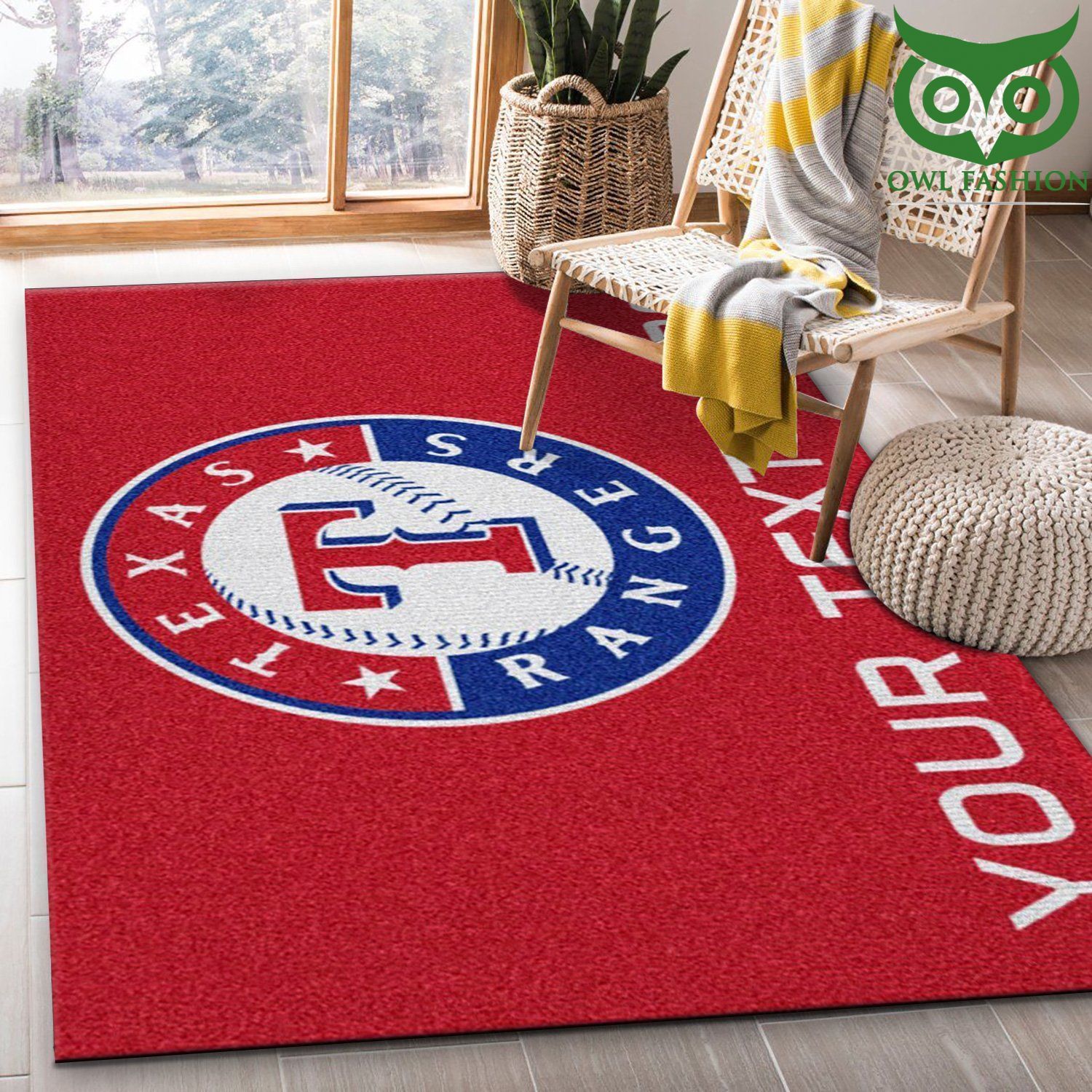 Customizable Texas Rangers MLB Team Logos carpet rug