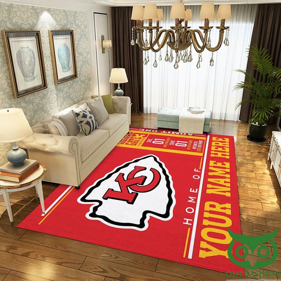 Customized NFL Kansas City Chiefs Team Logo Wincraft Red Yellow Carpet Rug