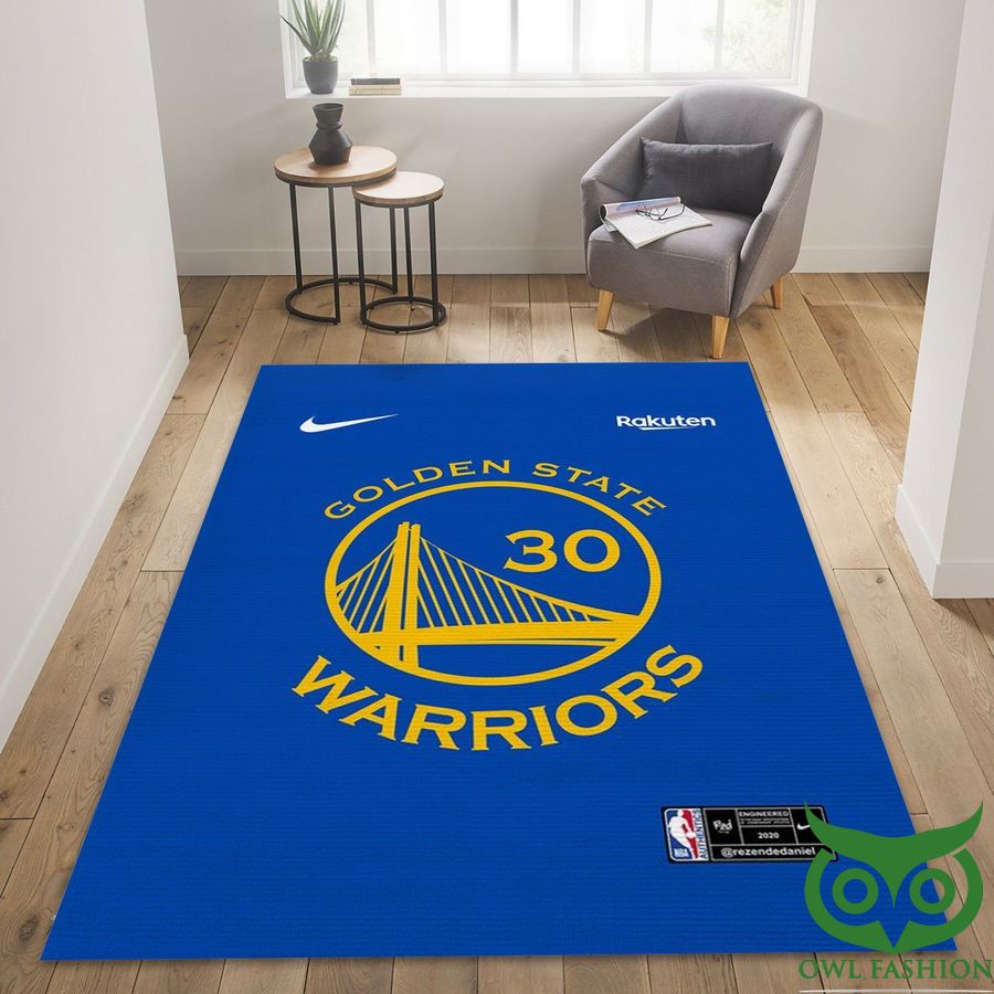 Golden State Warriors 30 NFL Team Logo Blue and Yellow Carpet Rug