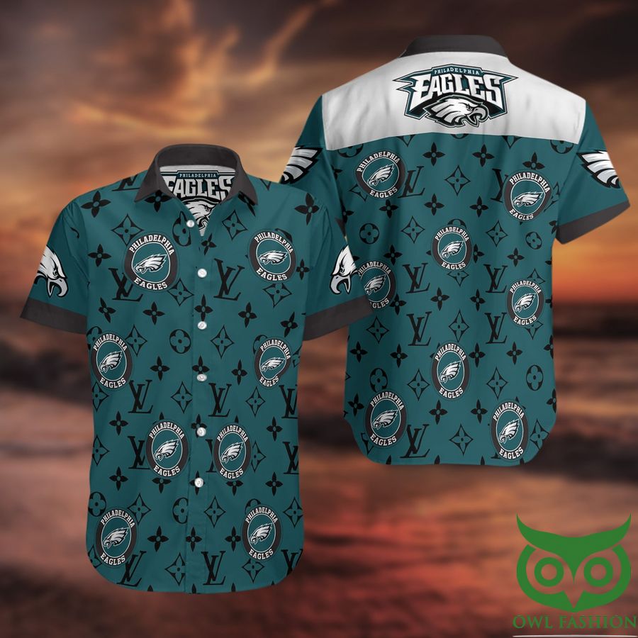 NFL Philadelphia Eagles with Black Louis Vuitton Juniper Green Hawaiian Shirt