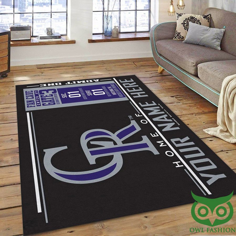 Customized Colorado Rockies MLB Team Logo Wincrafts Black and Purple Carpet Rug