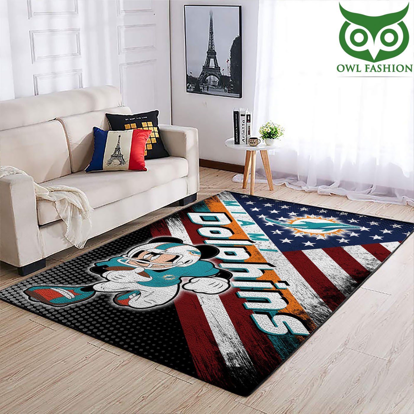 Miami Dolphins Nfl Team Logo Mickey Us Style room decorate floor carpet rug 