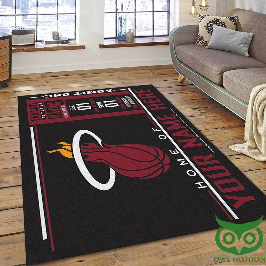 Personalized NBA Team Logo Miami Heat Wincraft Dark Red and Black Carpet Rug