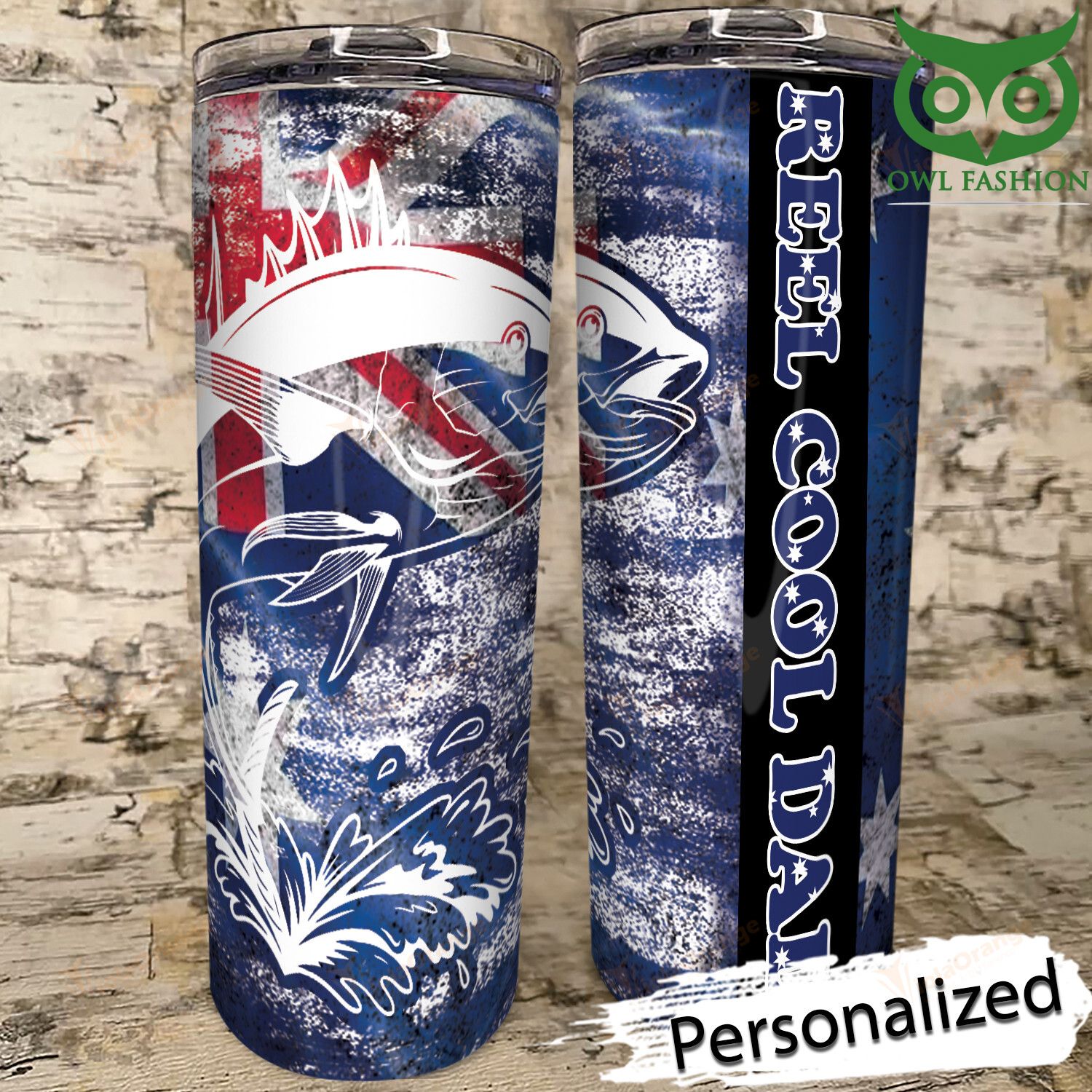Aus Fishing Personalized Skinny Tumbler cup