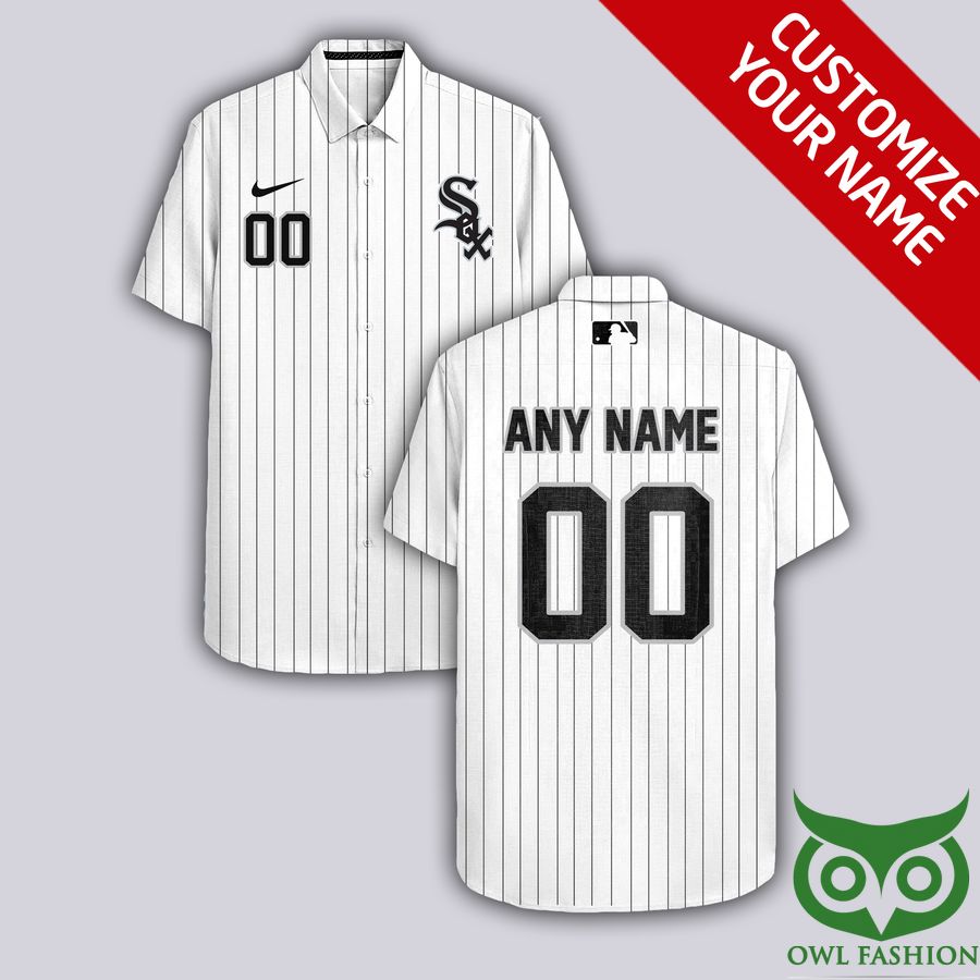 Custom Name Number Chicago White Sox Stripes White Nike Logo Hawaiian Shirt