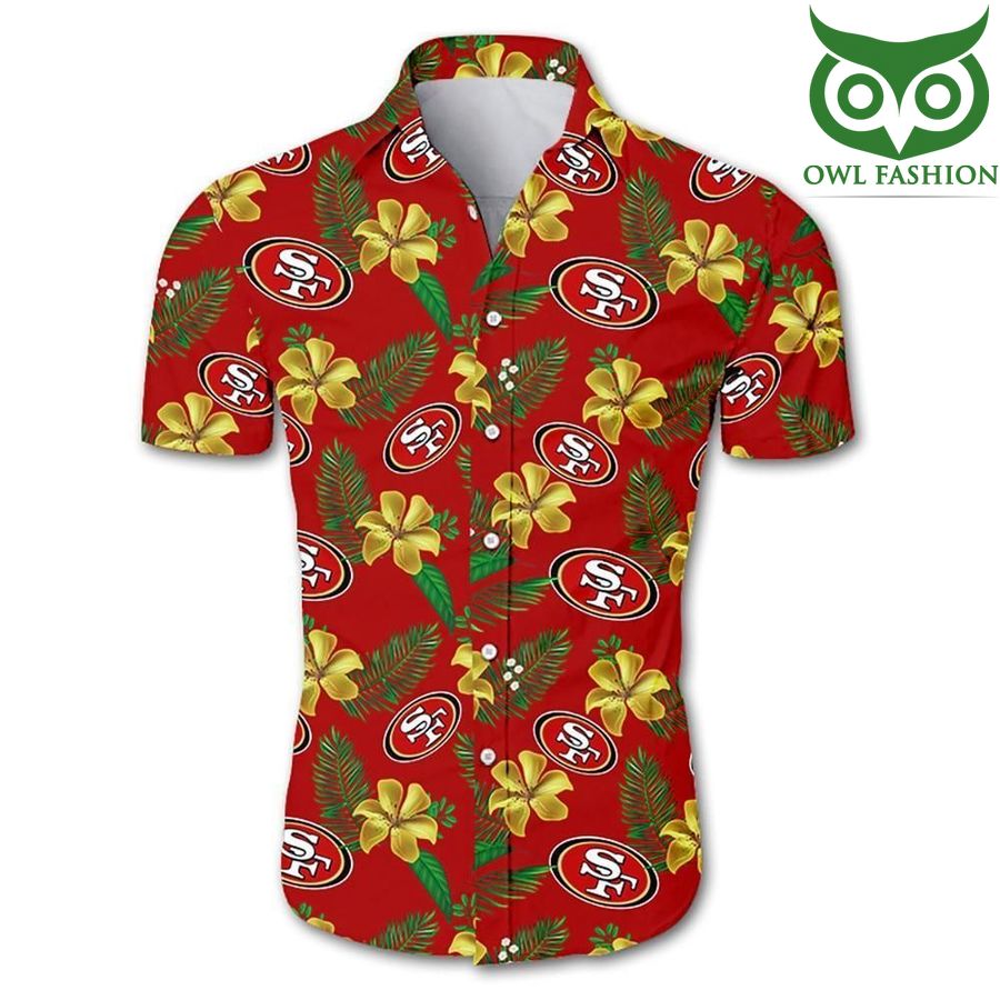 NFL san francisco 49ers tropical flower Hawaiian Shirt short sleeve summer wear