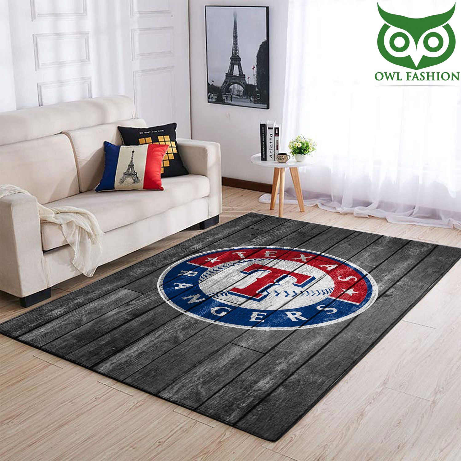 Texas Rangers Mlb Team Logo Grey Wooden Style carpet rug