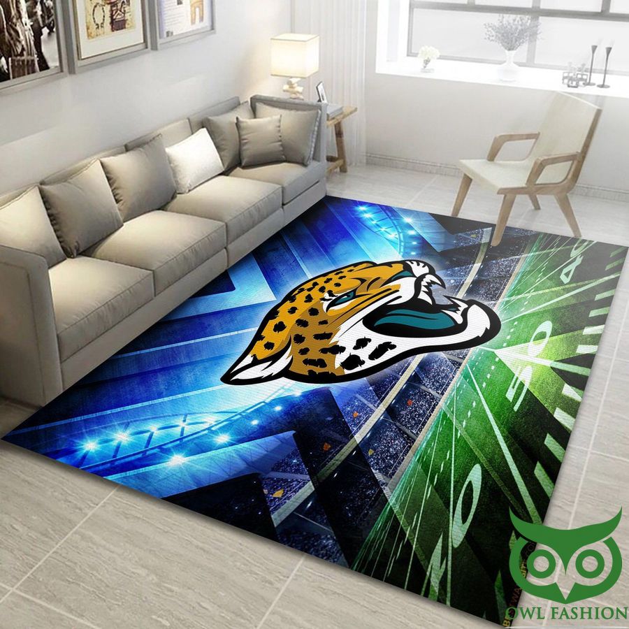 73 Jacksonville Jaguars NFL Team Logo Tiger Blue Sky Green Grass Carpet Rug