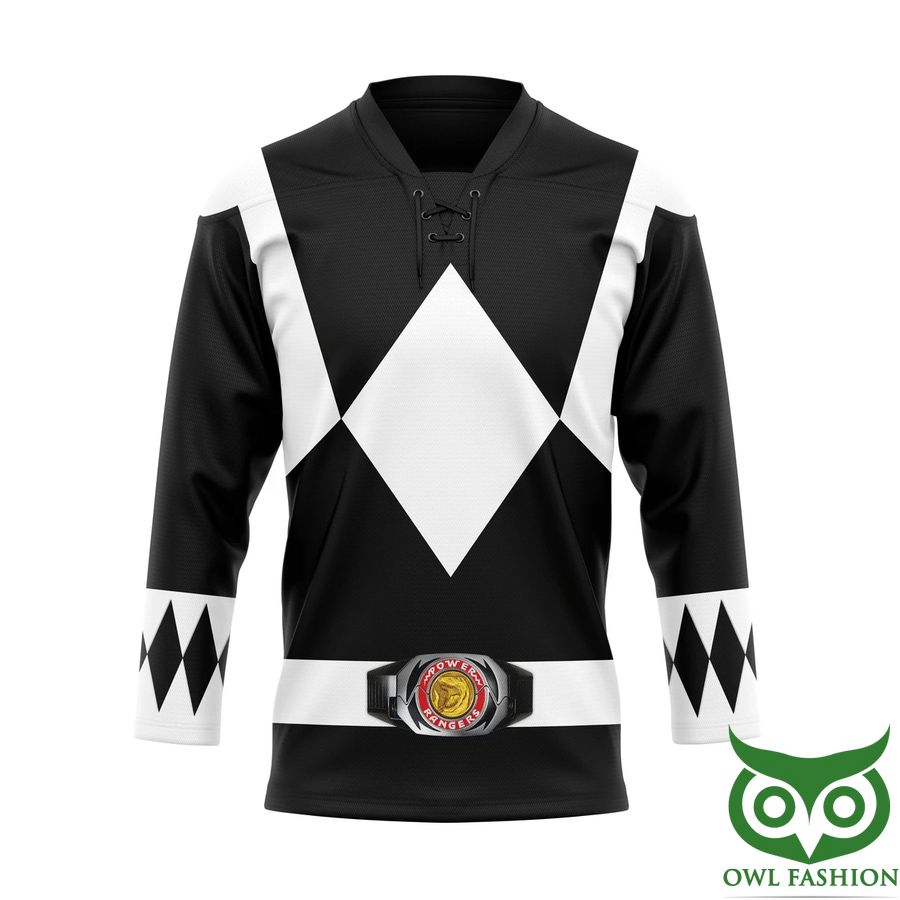 3D Mighty Morphin Black Power Rangers Custom Hockey Jersey