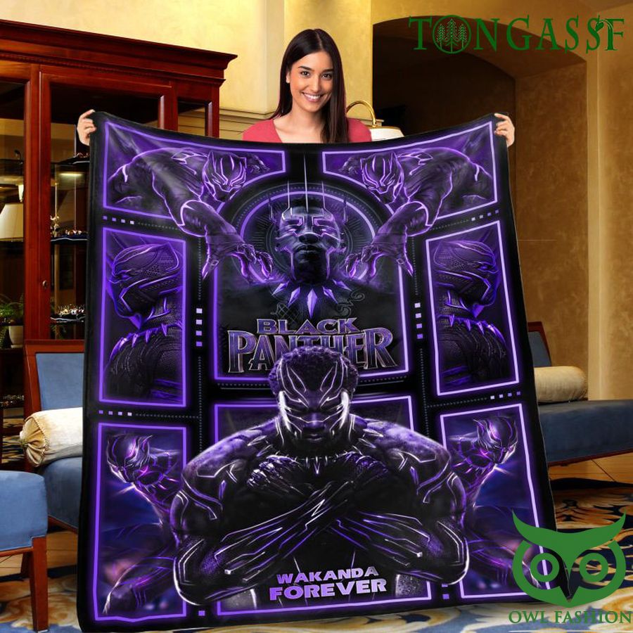Black Panther Wakanda Forever purple fleece blanket