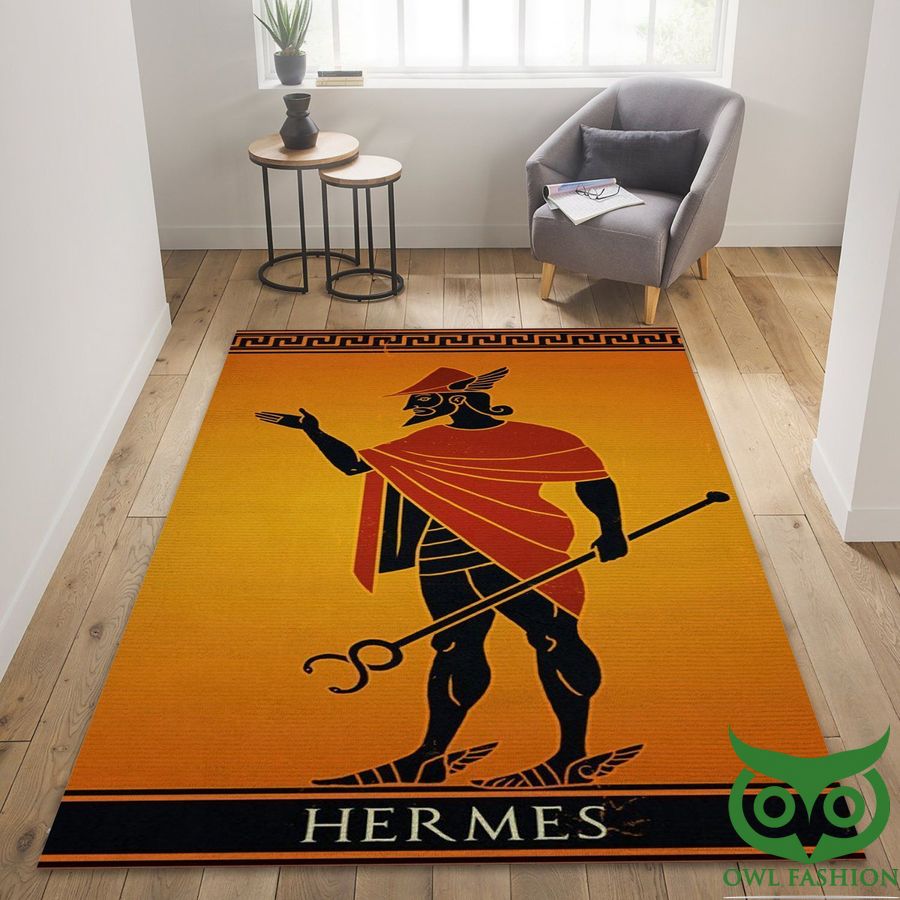Hermes Luxury Brand with Distinct Pattern Orange Carpet Rug