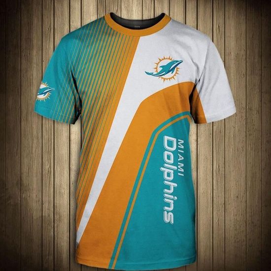 NFL Miami Dolphins Casual striped 3d t-shirt