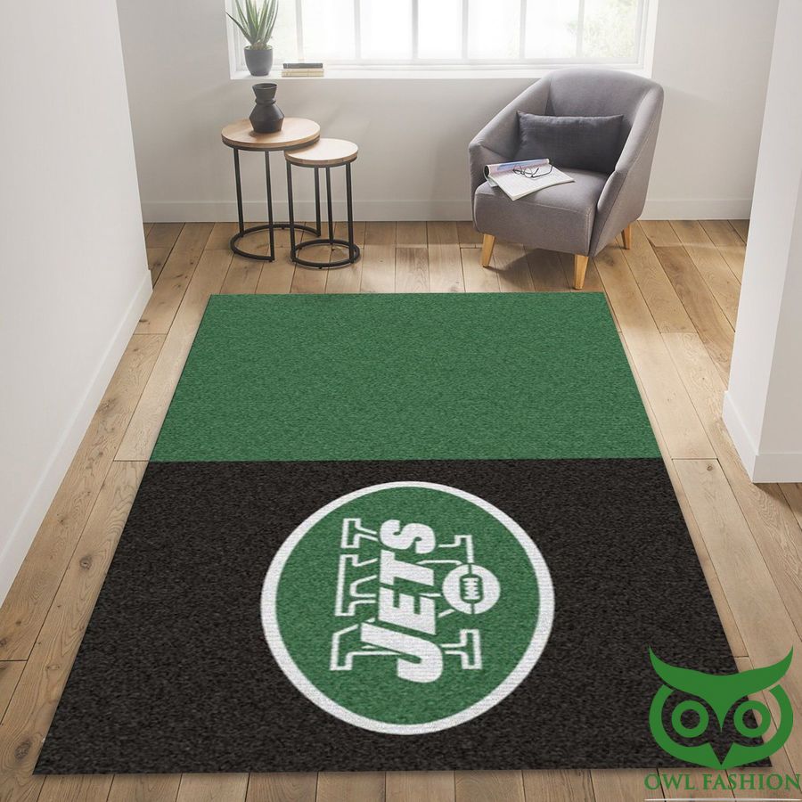 NFL New York Jets Team Logo Half Black Half Green Style Carpet Rug