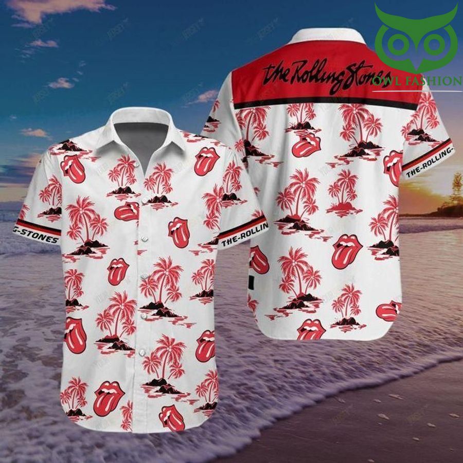 The Rolling Stones Rock Band Floral Hawaiian Shirt short sleeve summer wear