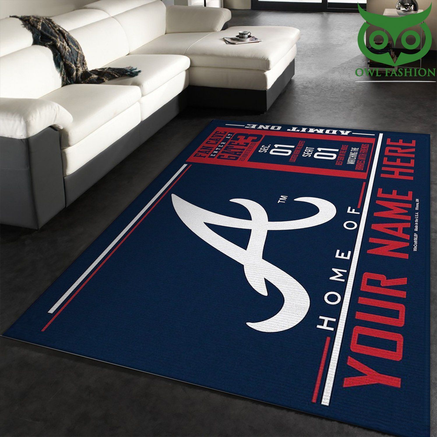 Atlanta Braves Wincraft Personalized MLB home decor carpet rug 