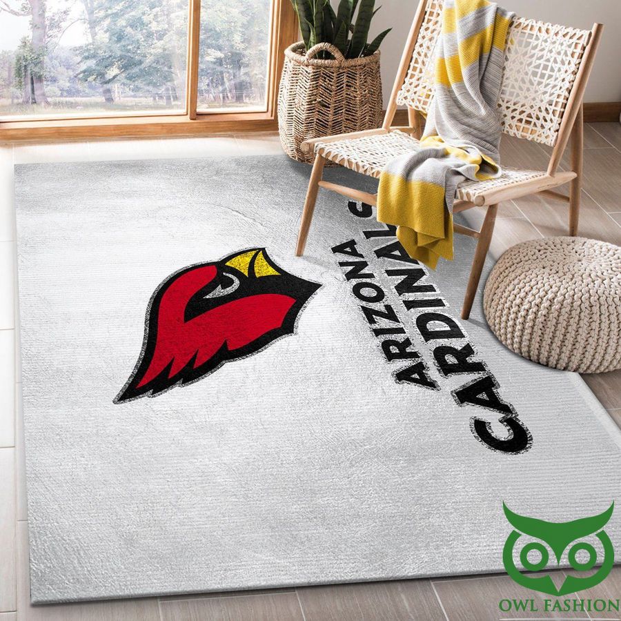 NFL Team Logo Arizona Cardinals Glossy Silver Color Carpet Rug