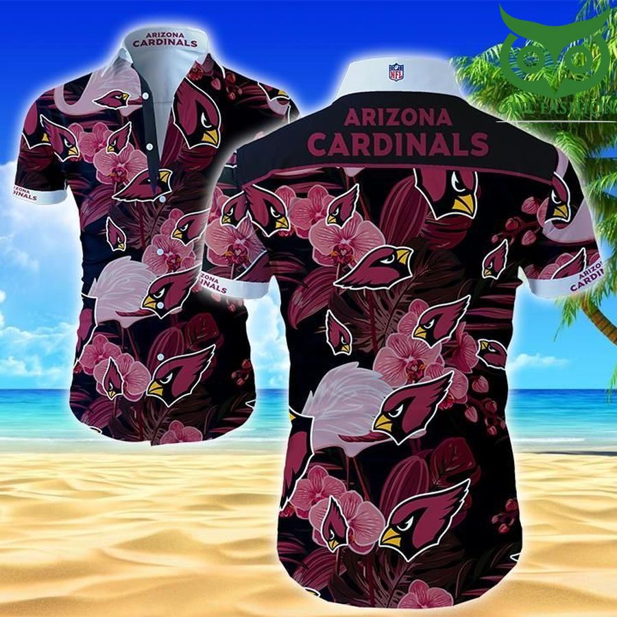 Nfl Arizona Cardinals Classic tropcial flower and logo Hawaiian Shirt