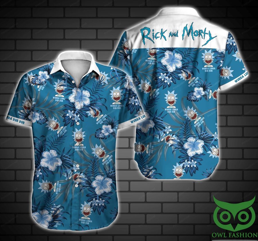 Wubba Lubba Dub Dub Floral Blue Hawaiian Shirt