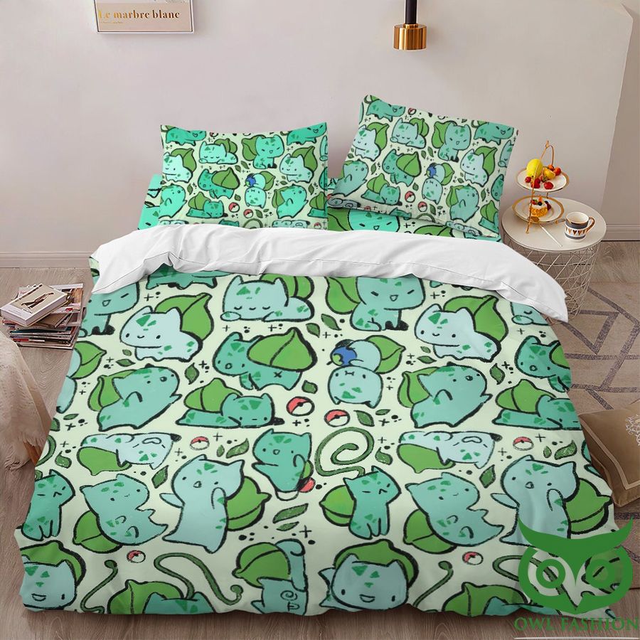 Anime Pokemon Bulbasaur Pattern Custom Bedding Set
