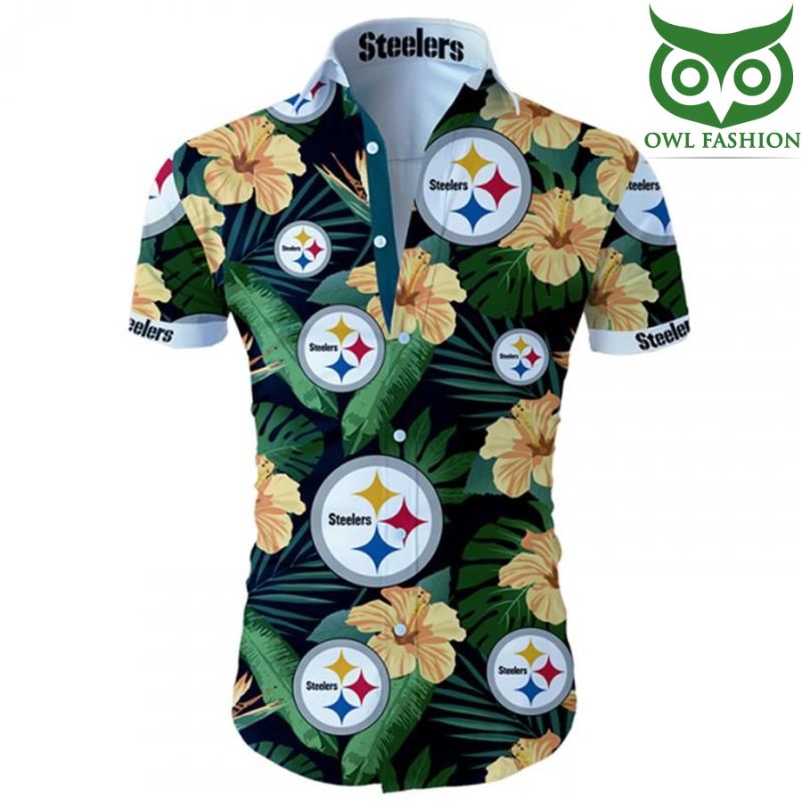 NFL Pittsburgh Steelers team Hawaiian Shirt Tropical Flower 