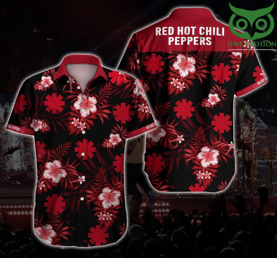Red floral Hot Chili Peppers Hawaiian Shirt
