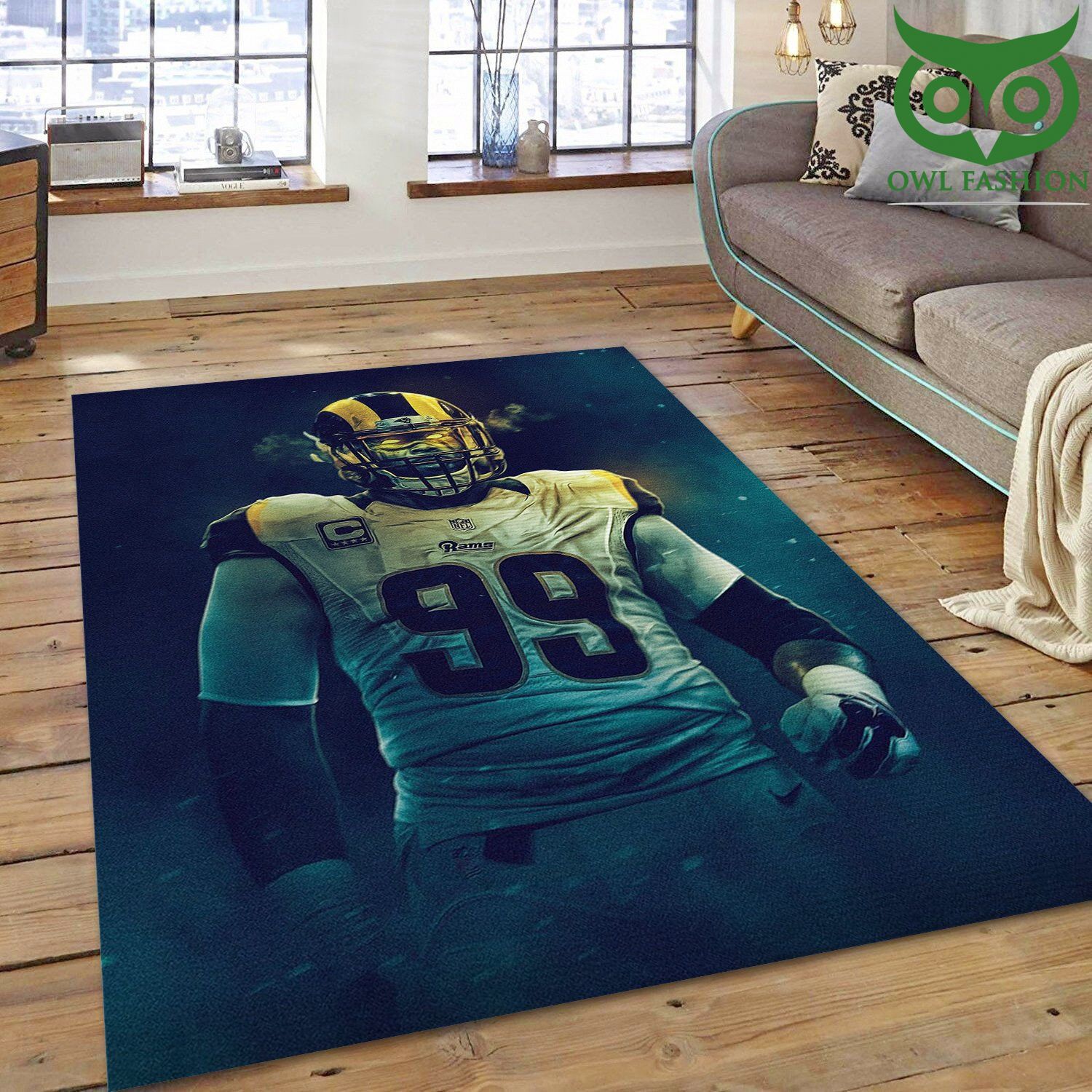 La Rams Aaron Donald 99 NFL house decoration carpet rug