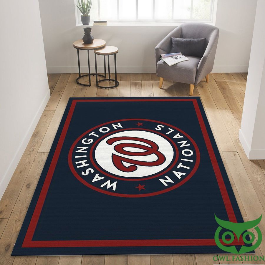 MLB Team Logo Washington Nationals Imperial Spirit Dark Blue and Red Carpet Rug