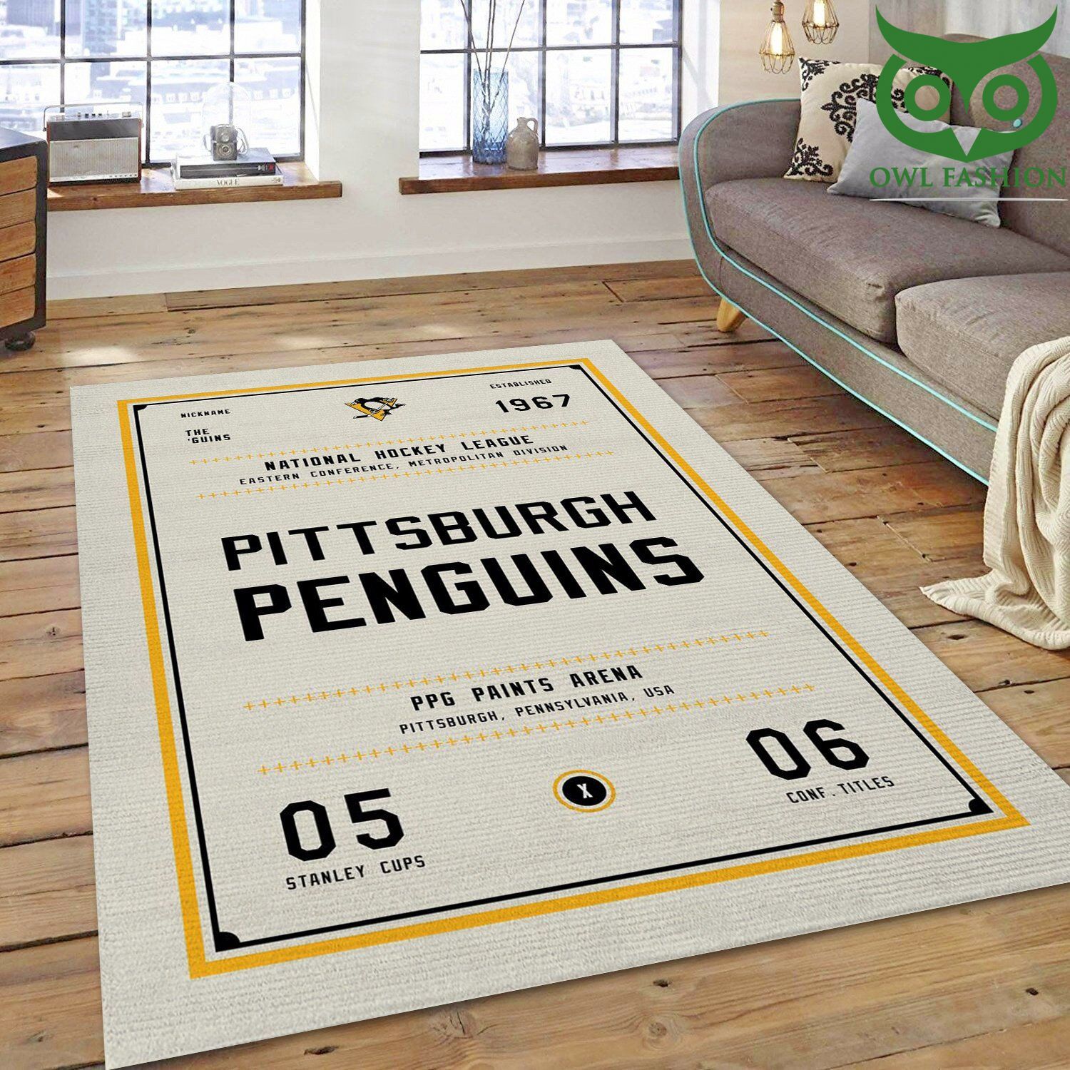 Pittsburgh Penguins NHL rectangle room decorate floor carpet rug 