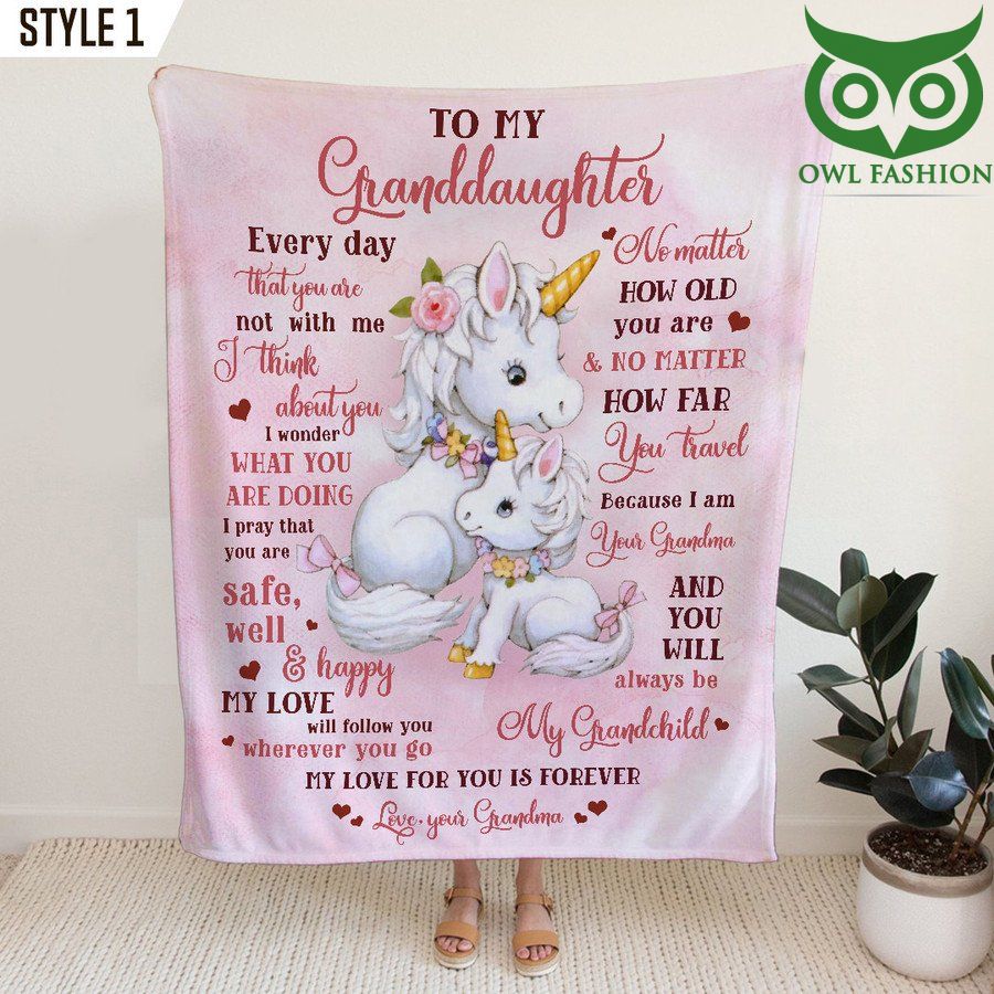 To My Granddaughter Blanket From Grandma Everyday That You Are Not With Me I Think About You Cute Unicorns Personalized Gift For Granddaughter