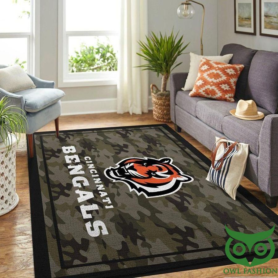 Cincinnati Bengals NFL Camo Style with Team Logo Carpet Rug