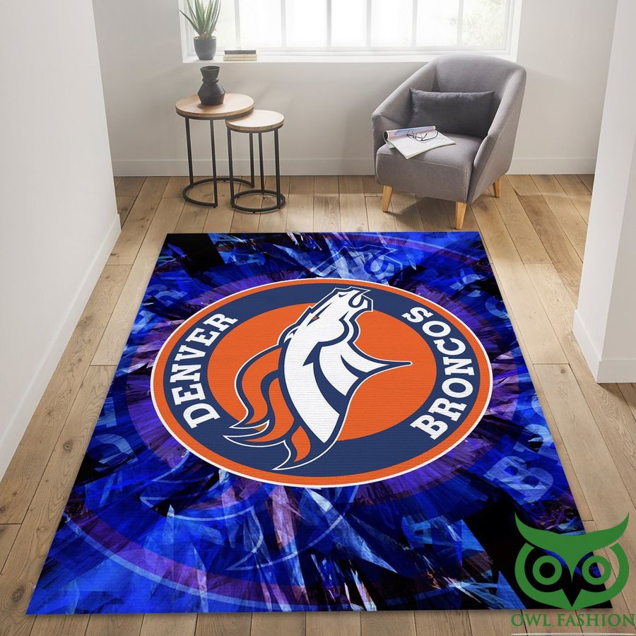 Denver Broncos NFL Team Logo Bright Blue Arrays Carpet Rug