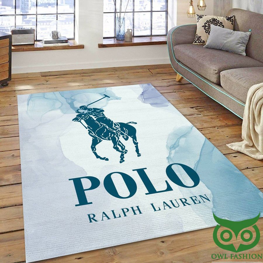 Polo Ralph Lauren Luxury Brand White with Blue Arrays Carpet Rug