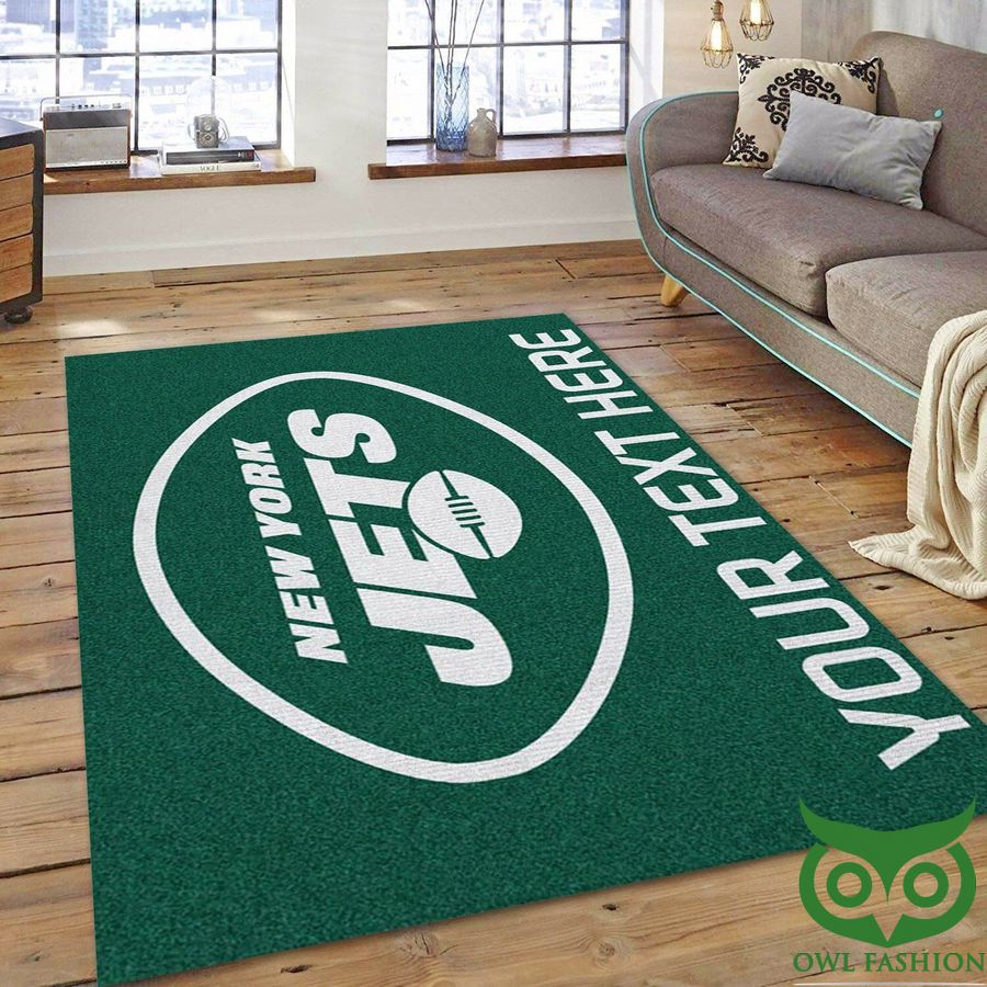 Customized New York Jets NFL Team Logo Dark Green Carpet Rug
