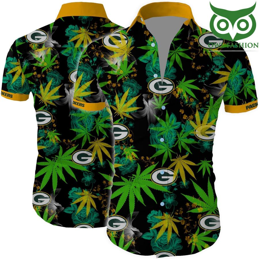 NFL Green bay packers cannabis all over printed Hawaiian Shirt short sleeve summer wear