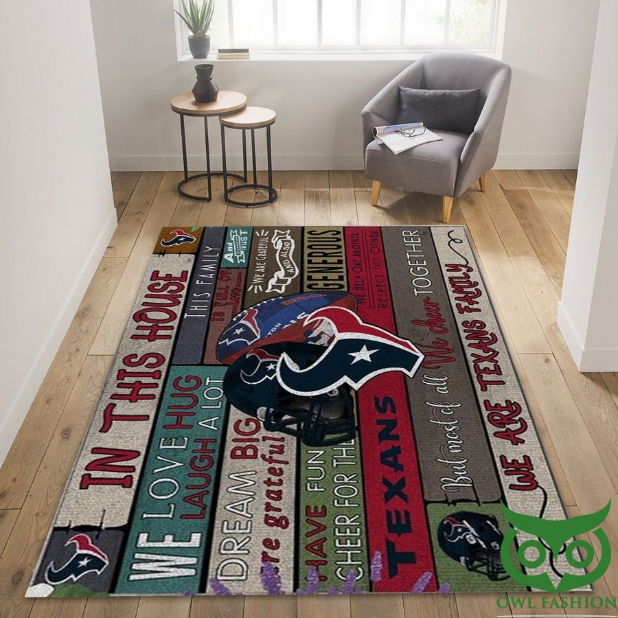 NFL Team Logo Houston Texans Colorful Wall Style with Quotes and Helmet Carpet Rug