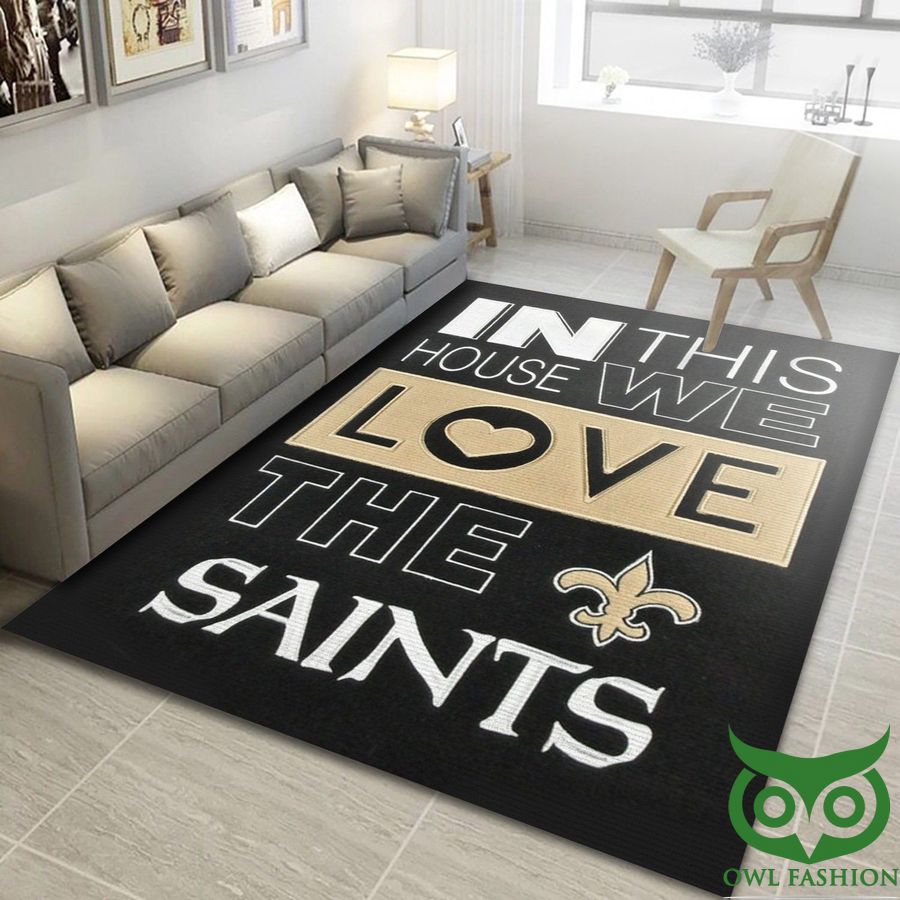 New Orleans Saints NFL Team Logo This House Love Black Carpet Rug