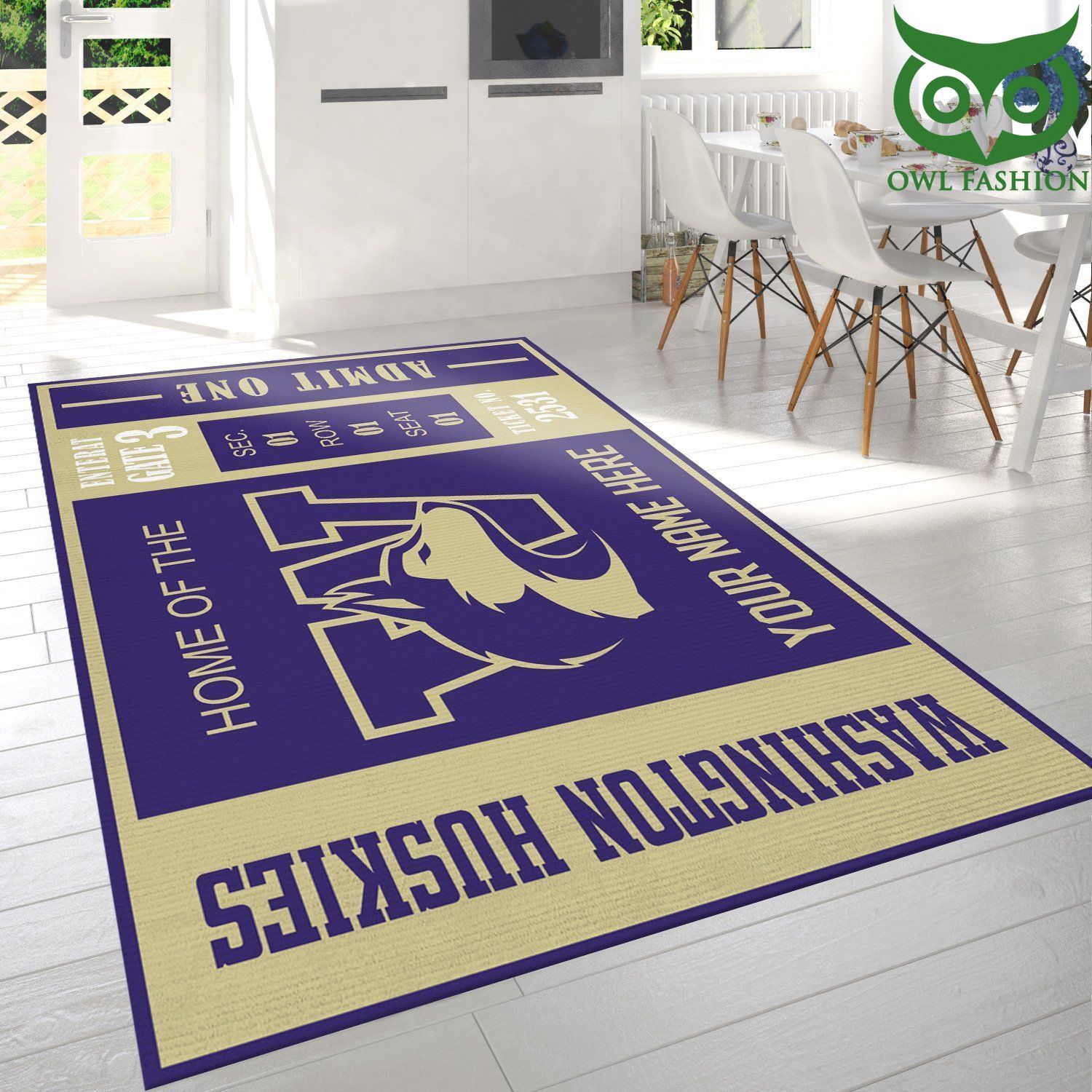 Washington Huskies Ncaa Customizable carpet rug Home and floor Decoration