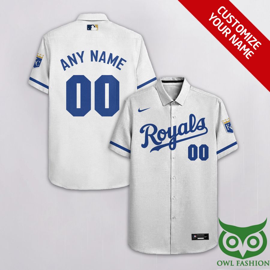 Custom Name Number Kansas City Royals Ivory White Hawaiian Shirt