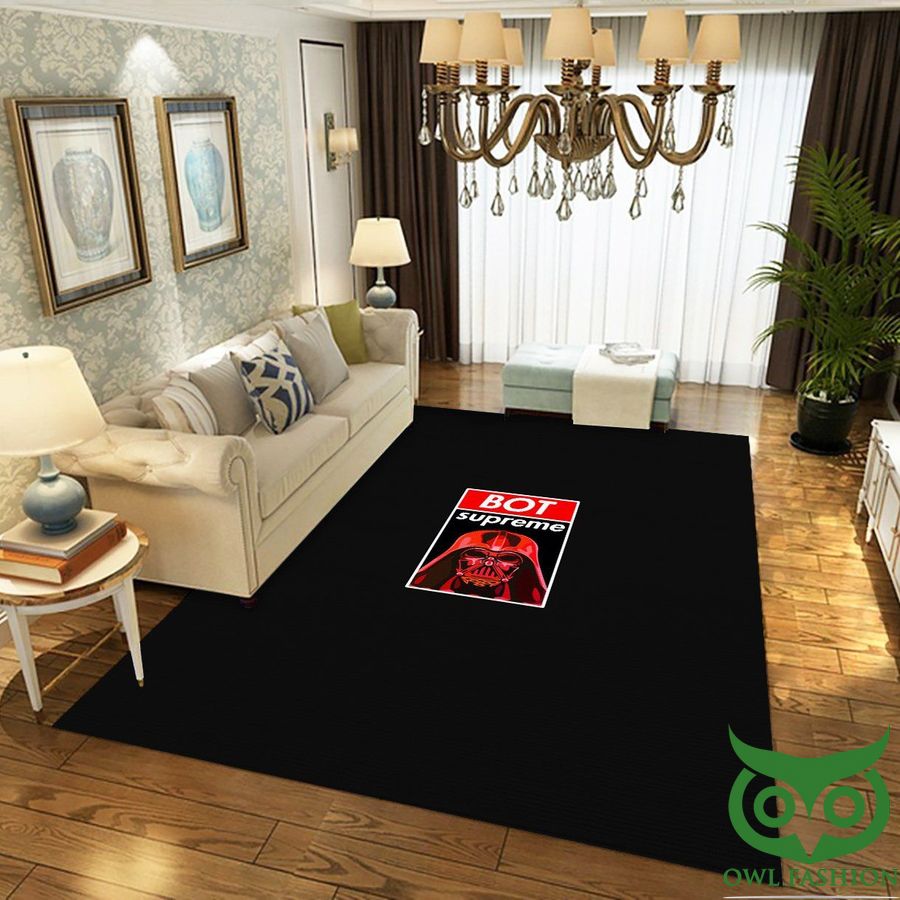 Luxury Fashion Brand Supreme Bot Basic Black Red Skull Carpet Rug